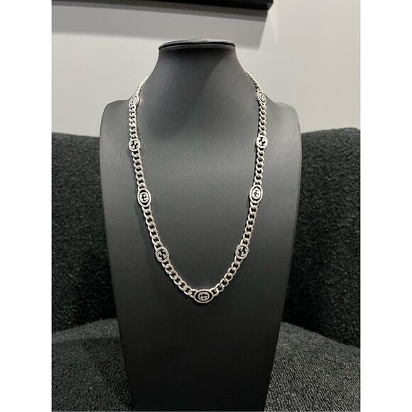 Gucci silver tone interlocking g chain necklace - Picture 3 of 8